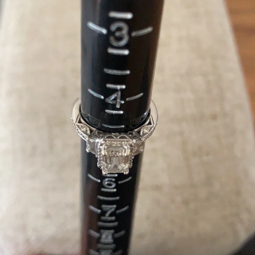 🪞 TACORI Diamond Engagement wedding Emerald Cut 18k Gold Ring - Picture 6 of 17